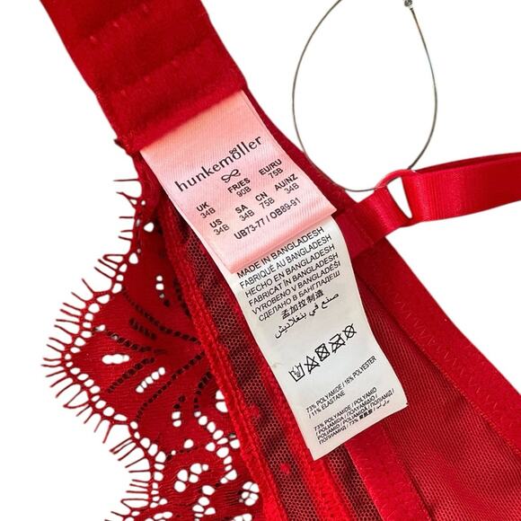 NWOT Hunkemoller Marilee Padded Underwired Longline Red Bra – Sz 34B - Picture 8 of 8